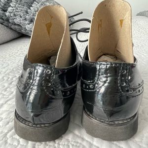 Black patent leather oxfords